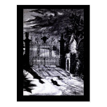 Carte éffrayante de Halloween de scène de cimetièr Carte Postale
