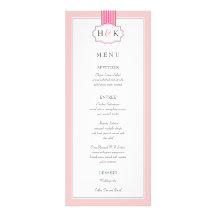 Carte élégante de menu de mariage de monogramme cartons d'invitation personnalisés