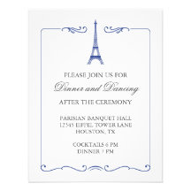 Carte élégante de réception de Tour Eiffel Invitations