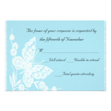 Carte élégante de réponse de mariage de papillon invitations personnalisables