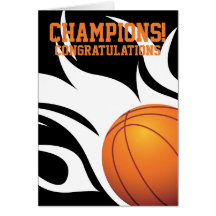 Carte flamboyante de félicitations du basket-ball 