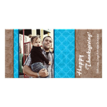 carte florale de thanksgiving de la turquoise 4x8  cartes de vœux avec photo