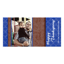 carte florale de thanksgiving de PHOTO du bleu 4x8 Cartes De Vœux Avec Photo