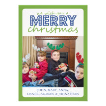 Carte gaie de Joyeux Noël (pâlissez - le vert/bleu Invitation