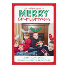 Carte gaie de Joyeux Noël (rouge/vert) Invitations Personnalisables