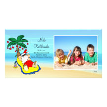 Carte hawaïenne de photo de Noël de Père Noël de N Modèle Pour Photocarte