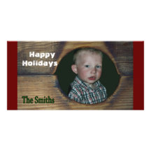 Carte heureuse rustique de personnaliser de Noël d Carte Avec Photo