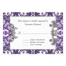 Carte l'épousant baroque pourpre élégante de RSVP Faire-parts