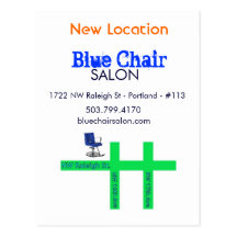 Carte mobile de chaise bleue carte postale
