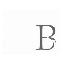 Carte noire et blanche moderne du monogramme B Carte Postale