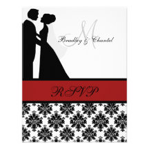 Carte noire et rouge des couples RSVP de mariage Invitations
