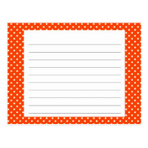 Carte orange de recette de point de polka cartes postales