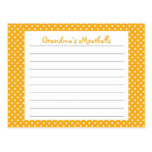 Carte orange de recette de point de polka carte postale