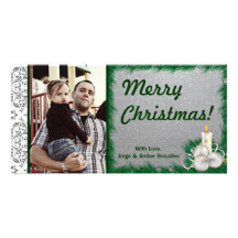 carte photo argenté de Noël de la damassé 4x8 Photocarte