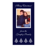 Carte photo bleu d'arbres de Noël Cartes Avec Photo