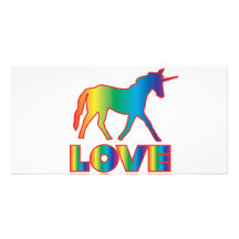 Carte photo d'amour de licorne (arc-en-ciel) photocartes personnalisées