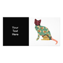Carte photo d'animal familier de patchwork de chat cartes de vœux avec photo