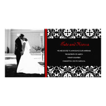 CARTE PHOTO de 311-RED MARIAGE DAMASSÉ Cartes De Vœux Avec Photo
