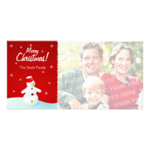 Carte photo de bonhomme de neige de Noël Modèle Pour Photocarte