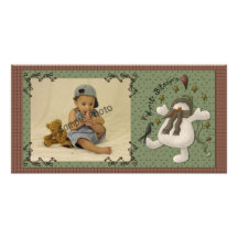 Carte photo de bonhomme de neige de Wynter Blessin Carte Avec Photo