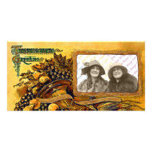 Carte photo de corne d'abondance de thanksgiving cartes de vœux avec photo