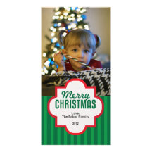 Carte photo de Joyeux Noël en rouge et le vert Photocarte