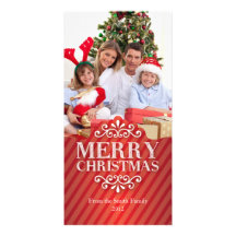 Carte photo de Joyeux Noël en rouge Photocarte