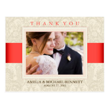 Carte photo de mariage de corail et de Taupe Cartes Postales