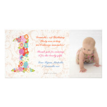 Carte photo de Merci d'anniversaire de bébé de béb Photocarte Customisée