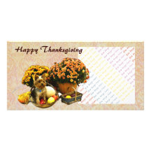 Carte photo du thanksgiving du petit chiot cartes de vœux avec photo