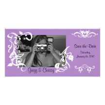 Carte photo floral pourpre photocarte personnalisée