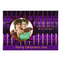 Carte photo pourpre et en bronze de Noël de Goth Invitations Personnalisées
