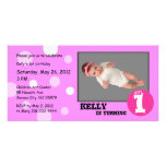 Carte photo rose d'anniversaire de enfant de point modèle pour photocarte