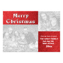 Carte photo rouge de vacances de Joyeux Noël Invitation