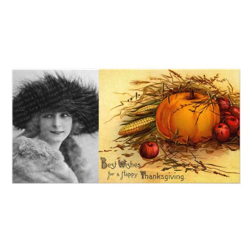 Carte photo vintage de thanksgiving cartes de vœux avec photo