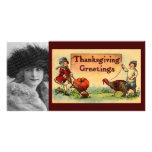 Carte photo vintage de thanksgiving carte avec photo