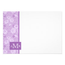 Carte plate 4,5 x 6,25 de monogramme lilas de dama invitation personnalisable