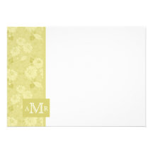 Carte plate 4,5 x 6 de monogramme vert Chartreuse  Bristol Personnalisé