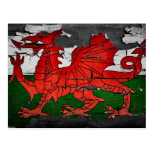 carte postale affligée de drapeau du Pays de Galle
