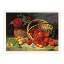 Carte postale avec le panier des fraises