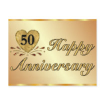 Carte postale - cinquantième anniversaire - or