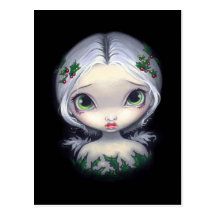 Carte postale "d'ange de houx"