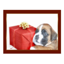 Carte postale de chiot de boxeur de Noël