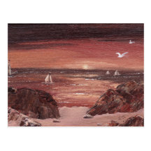 Carte postale de couchers du soleil de sépia