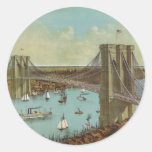 Carte postale de couleur de pont de Brooklyn Autocollant