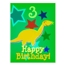 Carte postale de dinosaure d'étoile de joyeux anni