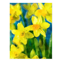Carte postale de jonquilles dans l'aquarelle
