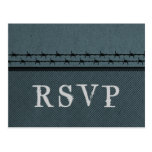 Carte postale de la barrière RSVP de barbelé, bleu