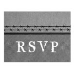 Carte postale de la barrière RSVP de barbelé, gris