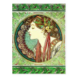 Carte postale de laurier d'Alphonse Mucha